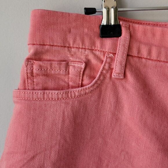 Jen 7 Pink Cutoff Denim Mid Shorts | 7 For All Mankind | Women's Size 10 Cotton - Picture 2 of 10